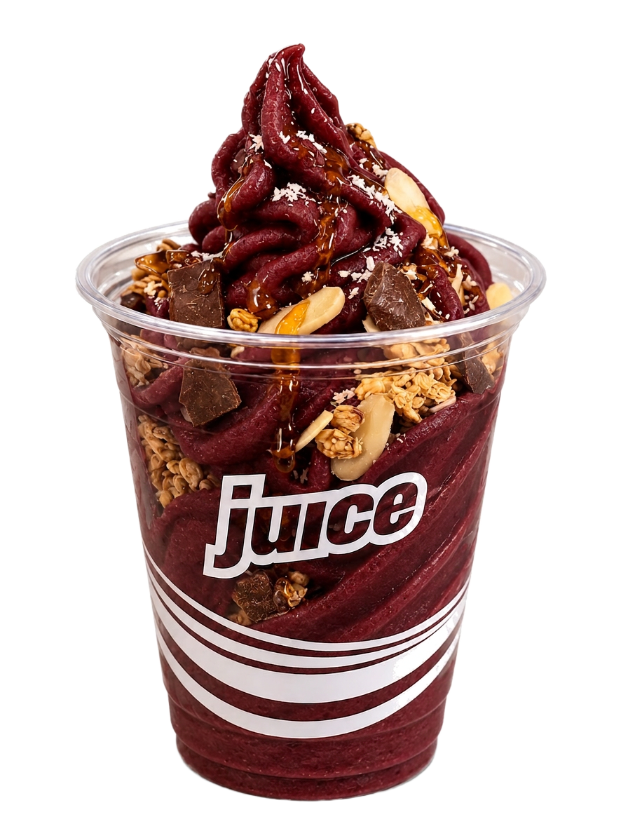 Açai cup with fruit toppings from Juice